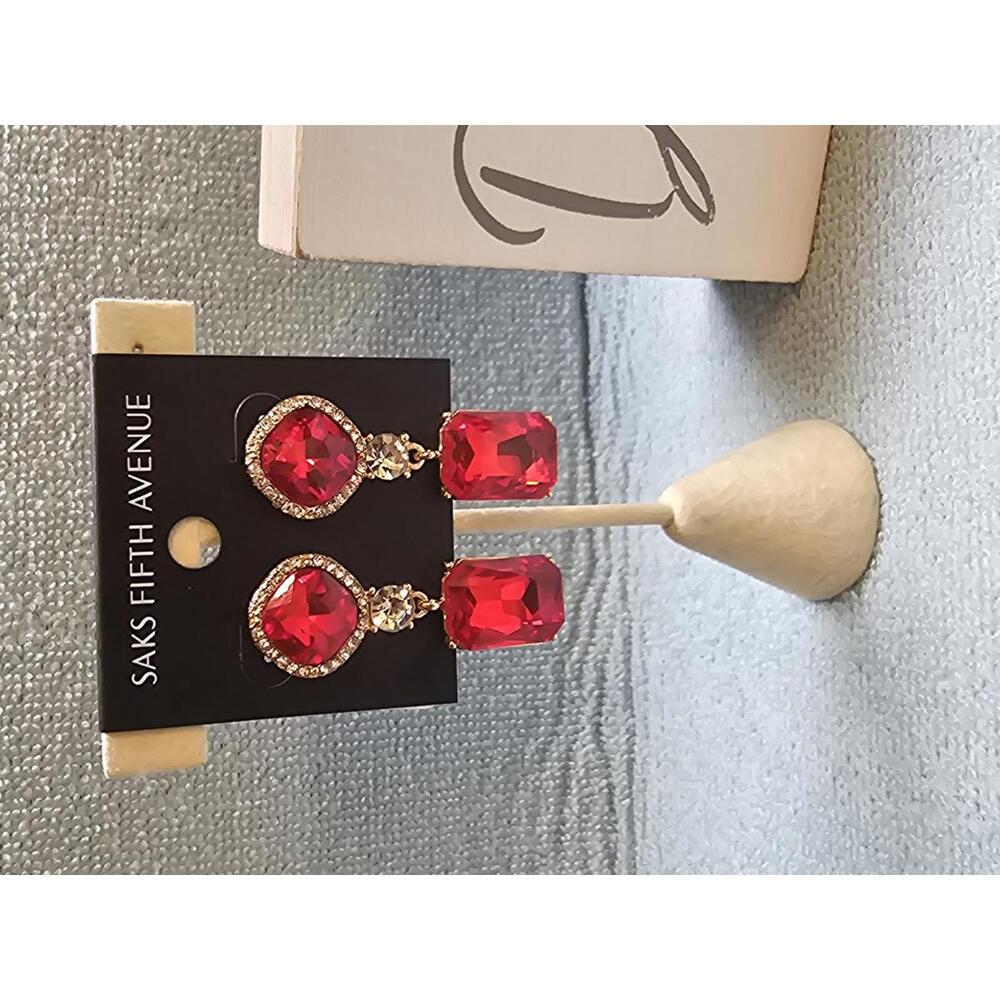Saks Fifth Avenue Elegant Red Earrings